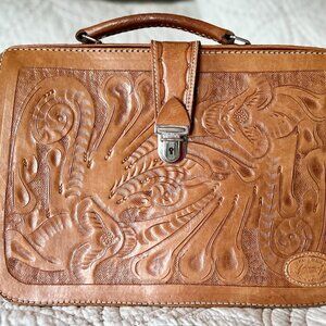 Sergio’s Vintage Hand Tooled Leather Briefcase All leather